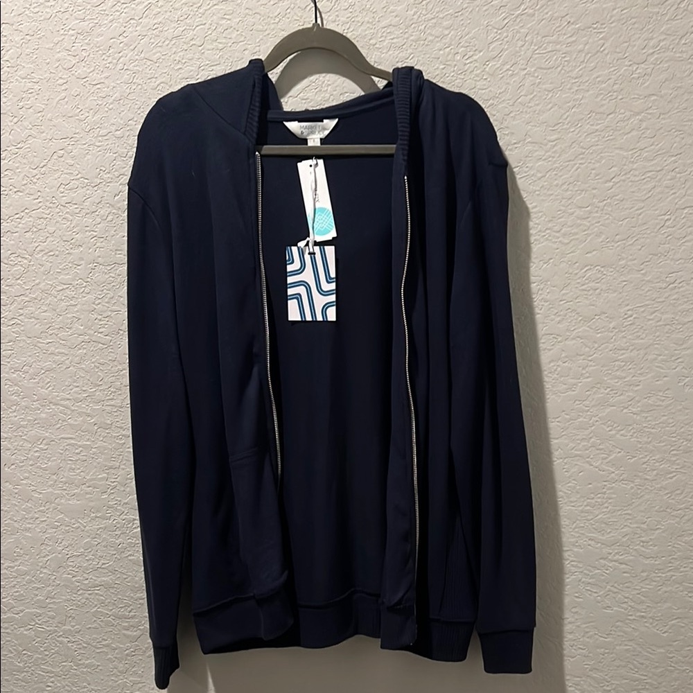 Market & Spruce Blue Zip Up Sweater